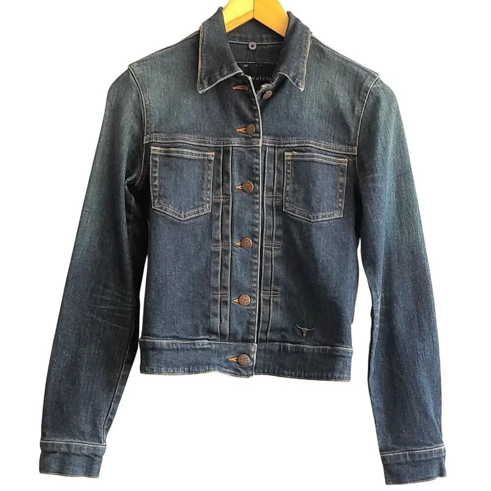 Vtg Sergio Valente Womens Small Cowgirl Western Metal Steer Logo Denim Jacket